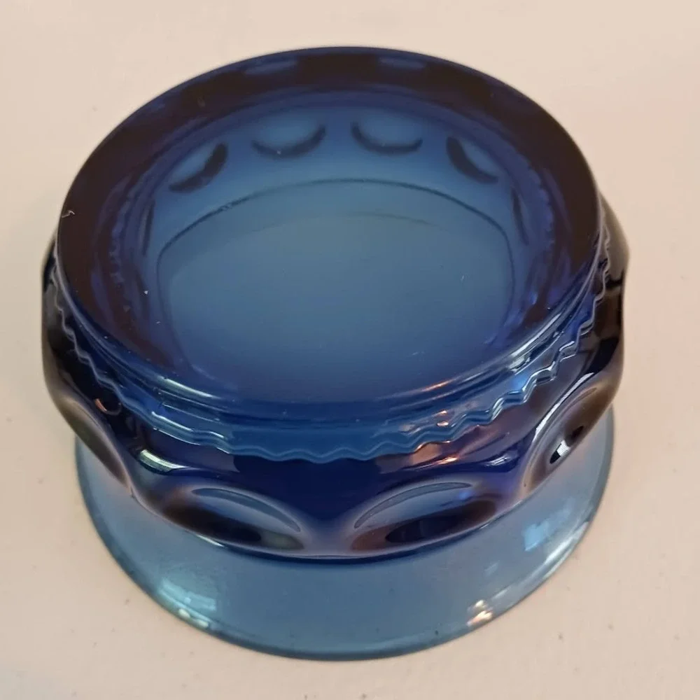 Tiera Kings Crown Thumbprint Imperial Blue‎ glass dessert bowls, set of 2